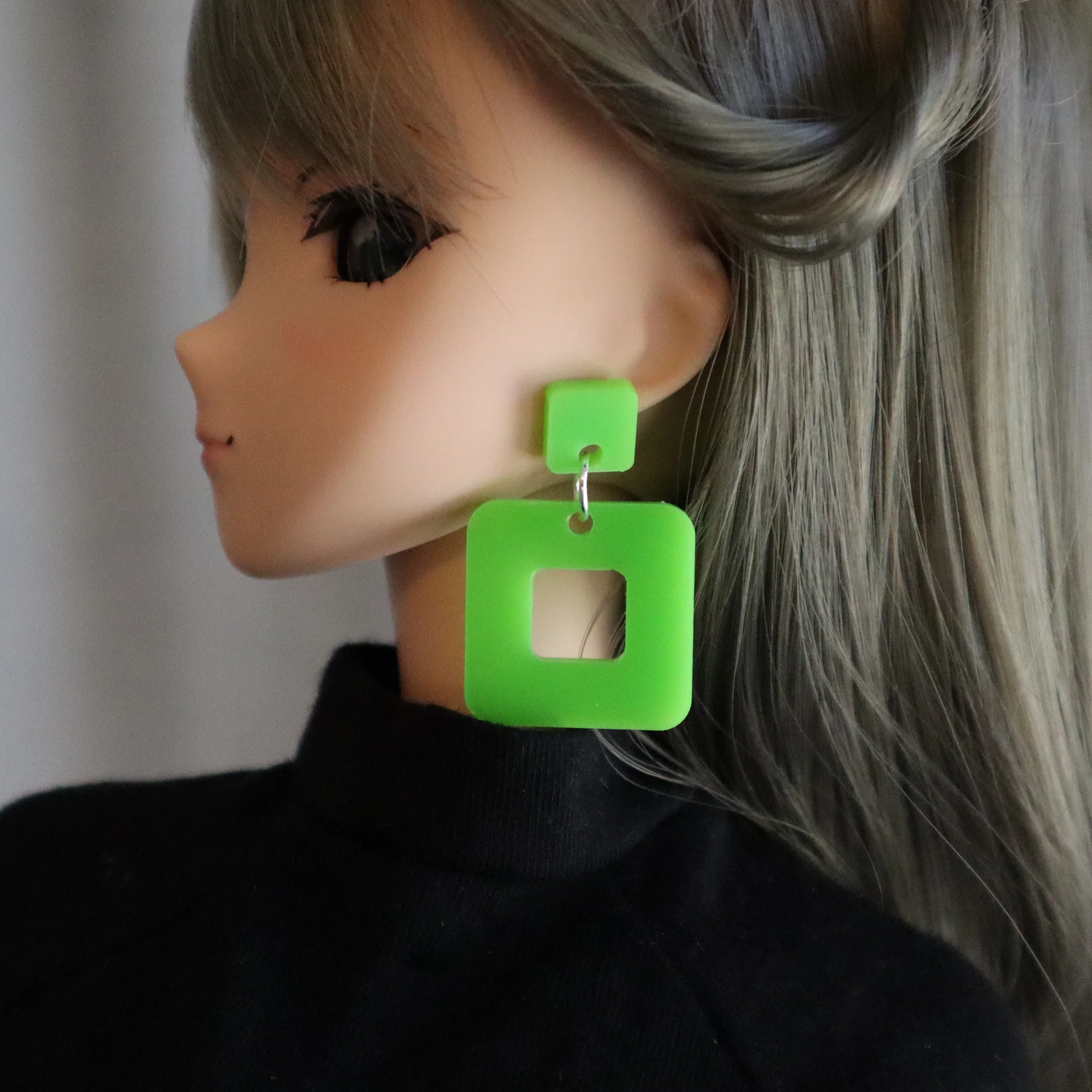 Bold Acrylic Squares No-Hole Earrings - 3 colors - Image 2