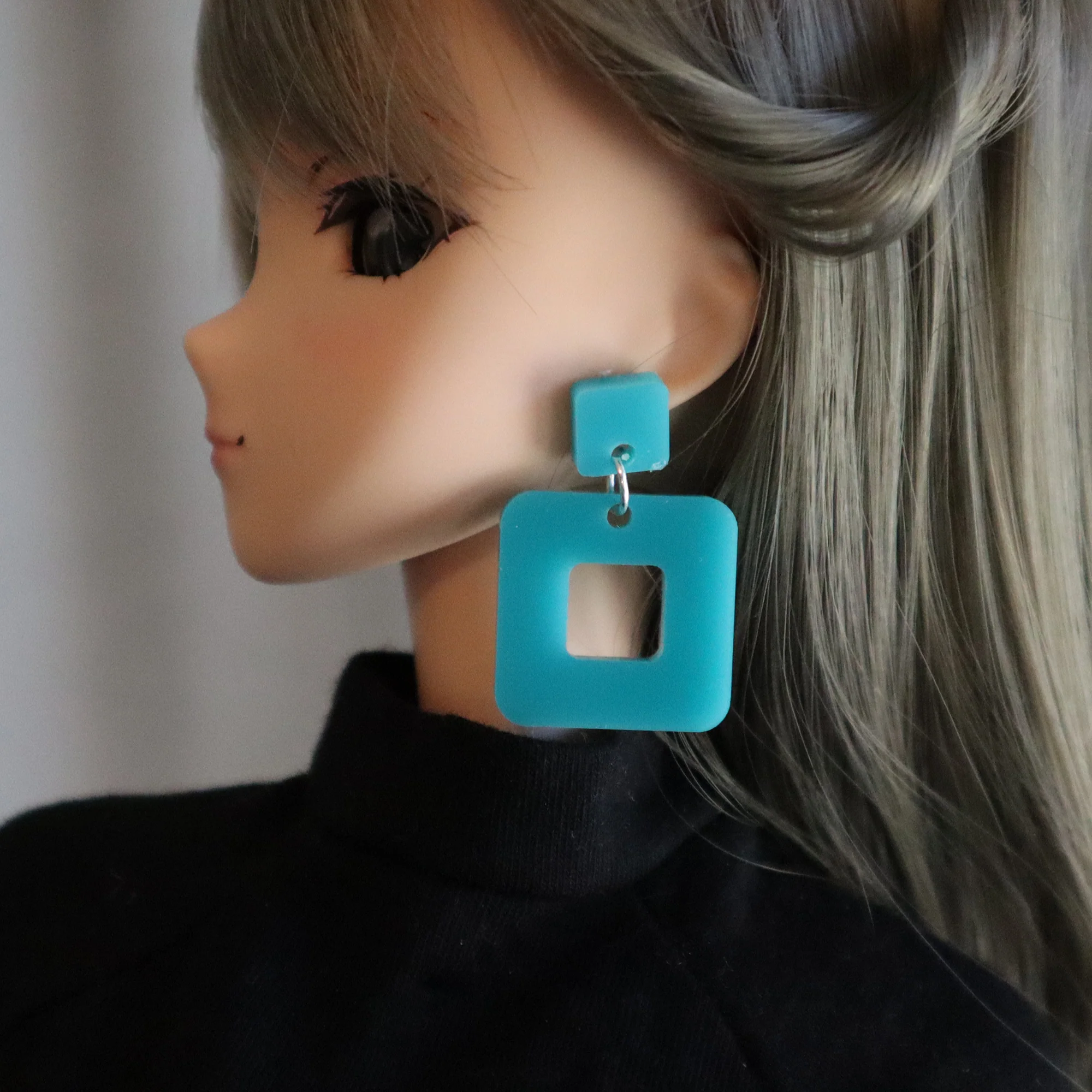 Bold Acrylic Squares No-Hole Earrings - 3 colors - Image 4