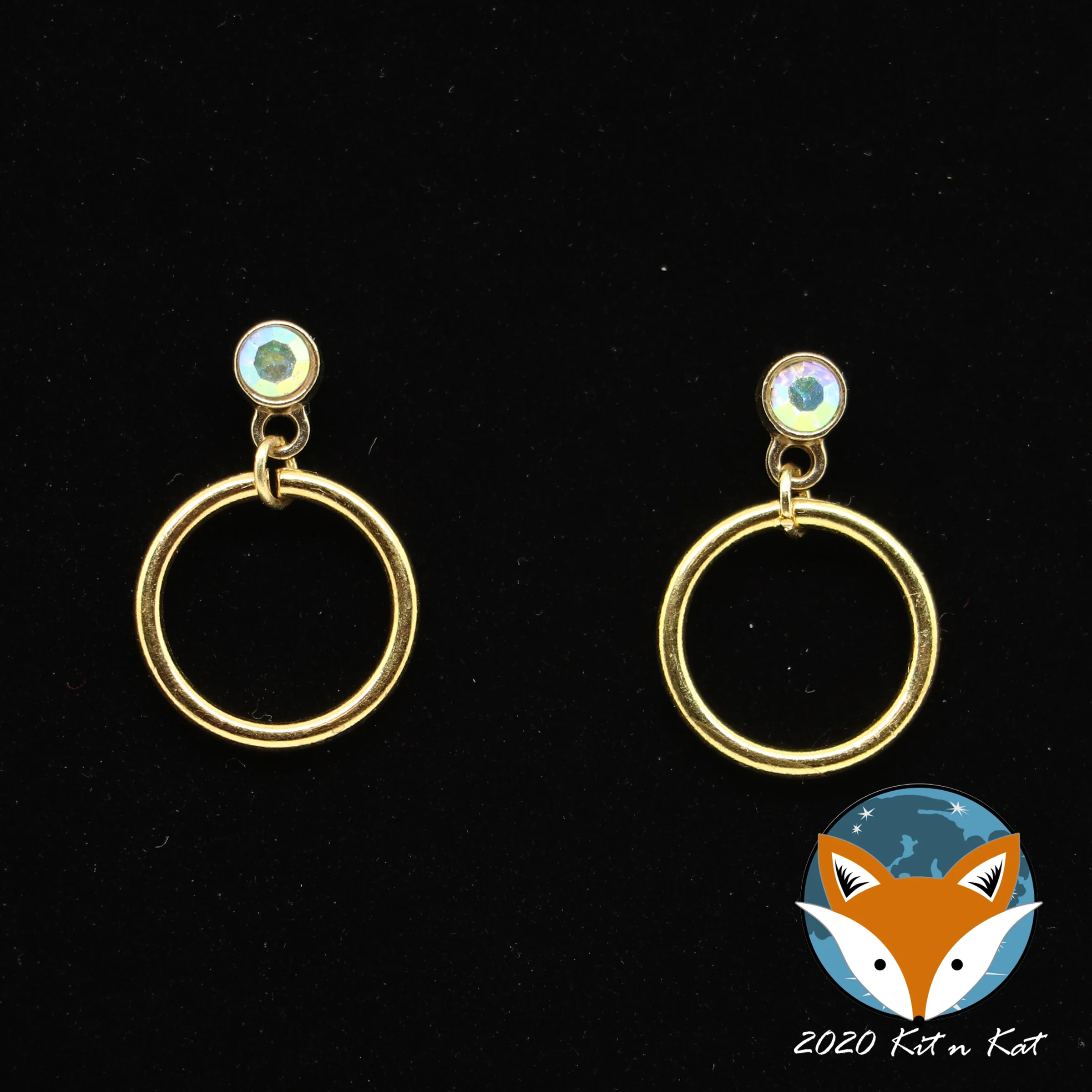 Med. Crystal Accented Hoops (Silver or Gold) - No Hole Earrings for BJD - Image 4