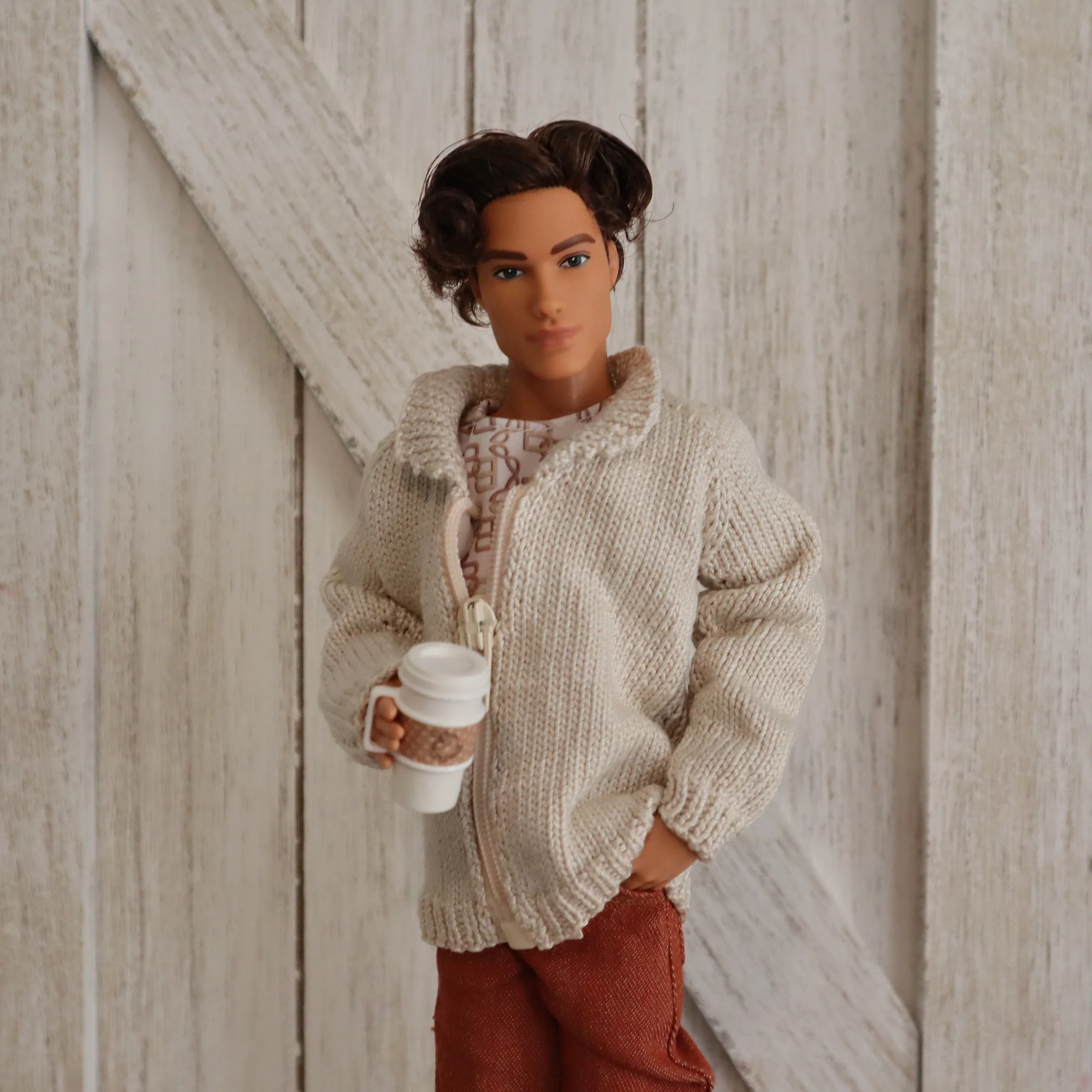 Digital Pattern for Knitted V-Neck Cardigan for 11.5-12 inch Fashion Dolls - Image 4
