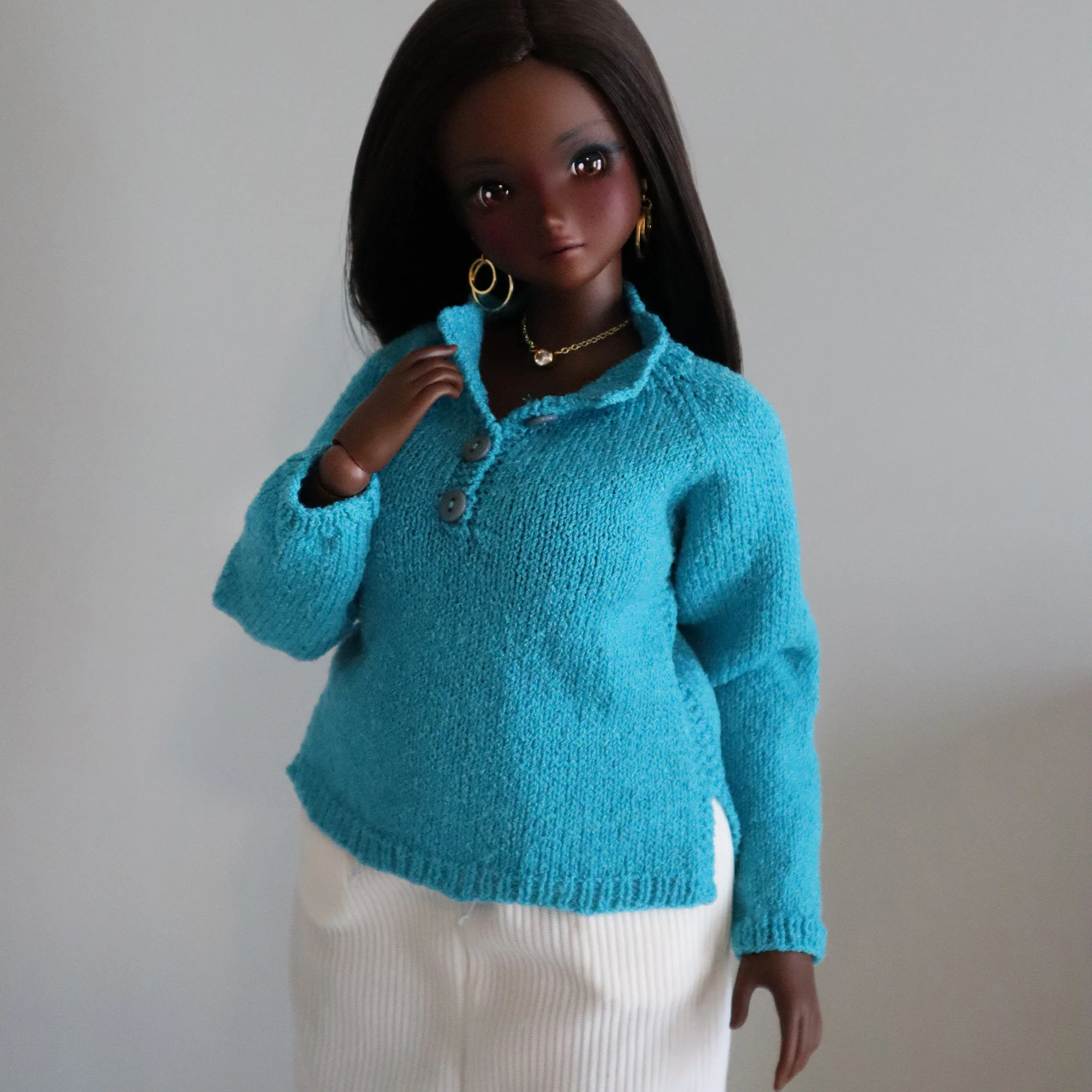 Collared Knitted Pullover for Smart Doll Pear - Digital Knitting Pattern - Image 3