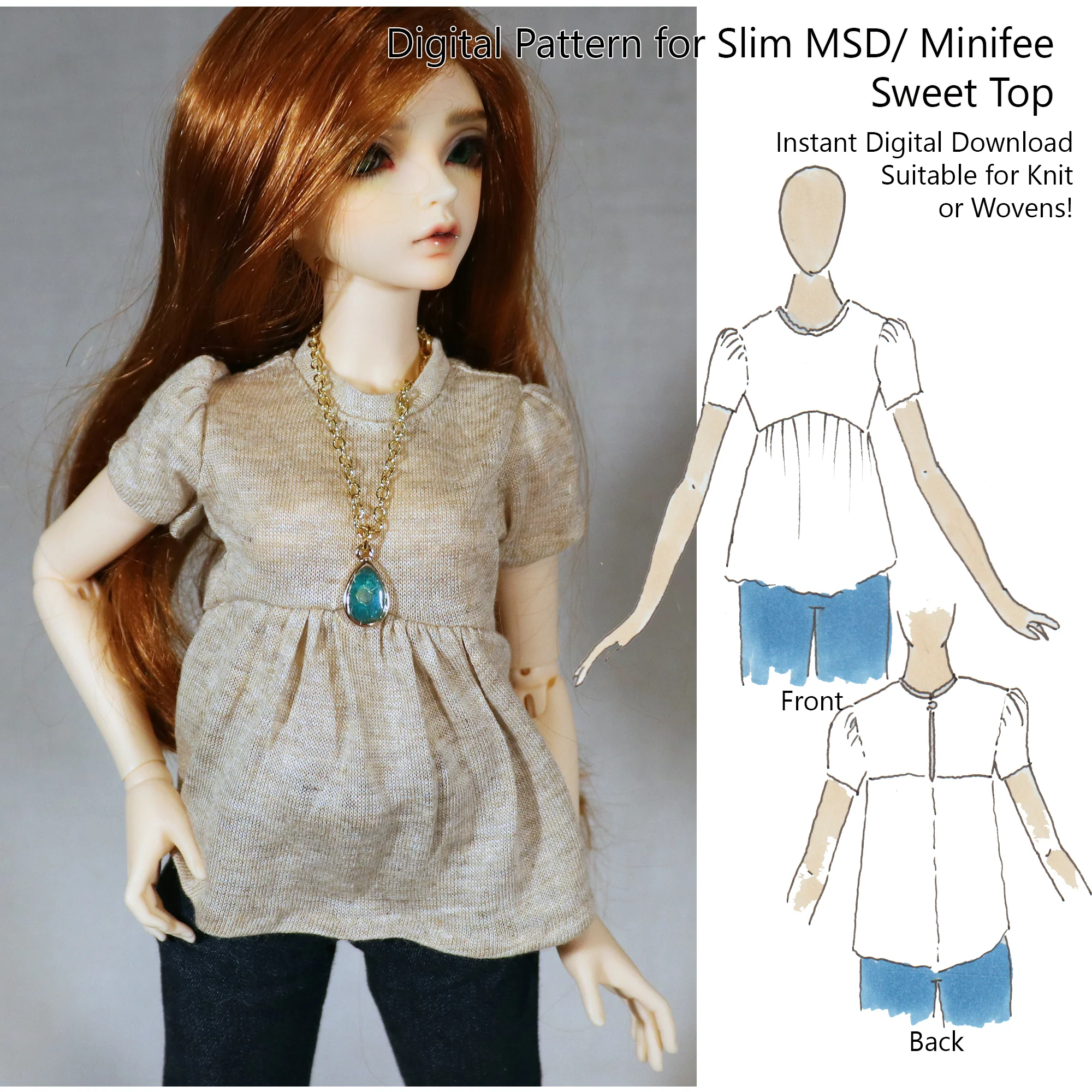 Sweet Top for Slim MSD - Digital Sewing Pattern