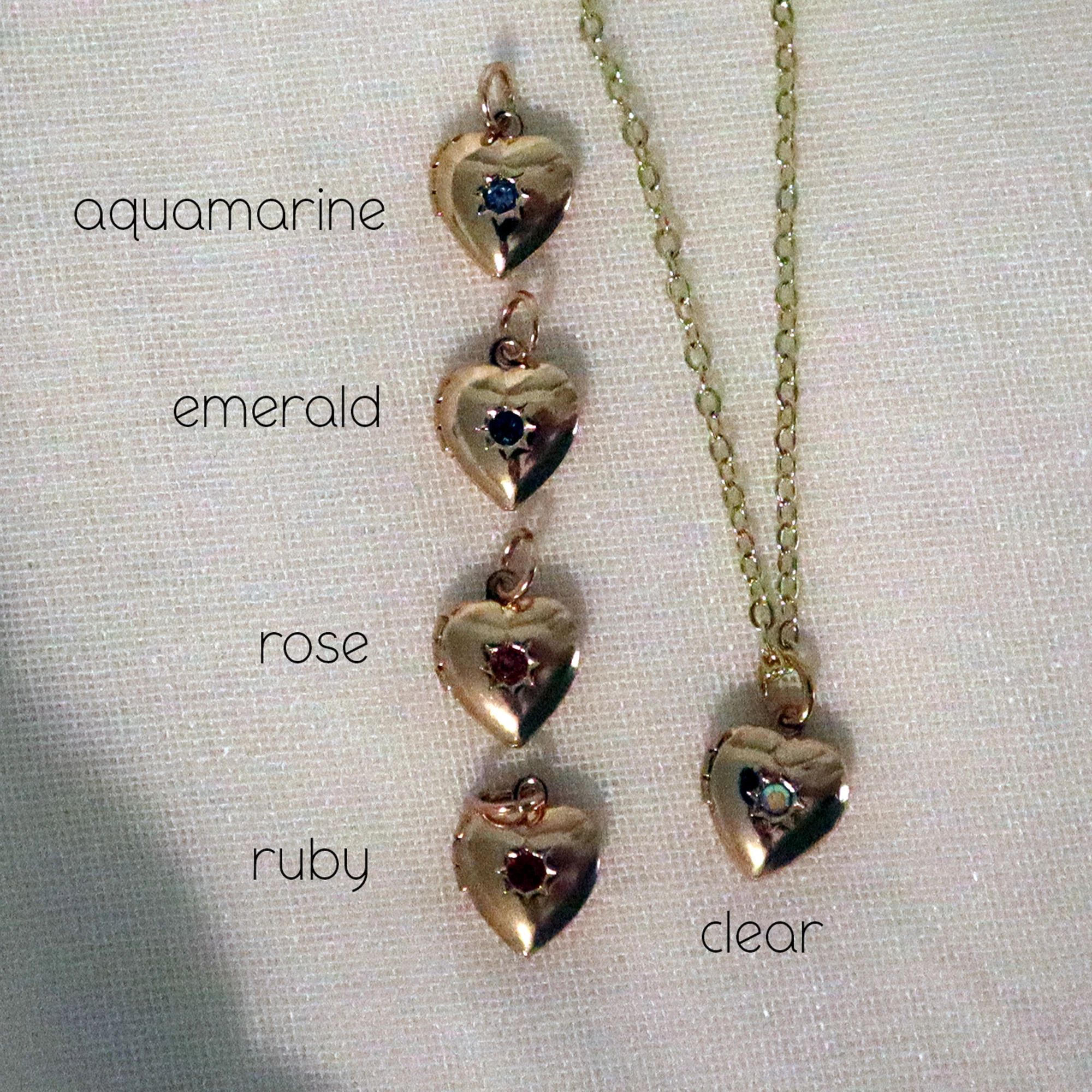 Jeweled Heart Locket Magnetic Clasp Necklace - 5 crystal color options - Image 2