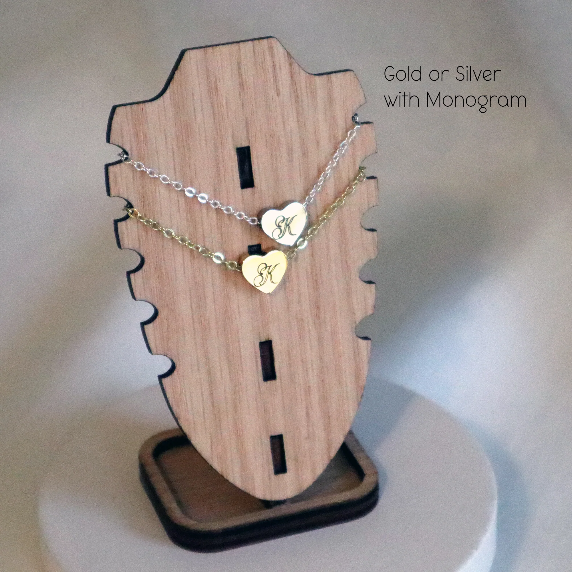 Large Heart Slide Monogram Charm Magnetic Clasp Necklace for BJDs - PERSONALIZED - Image 2