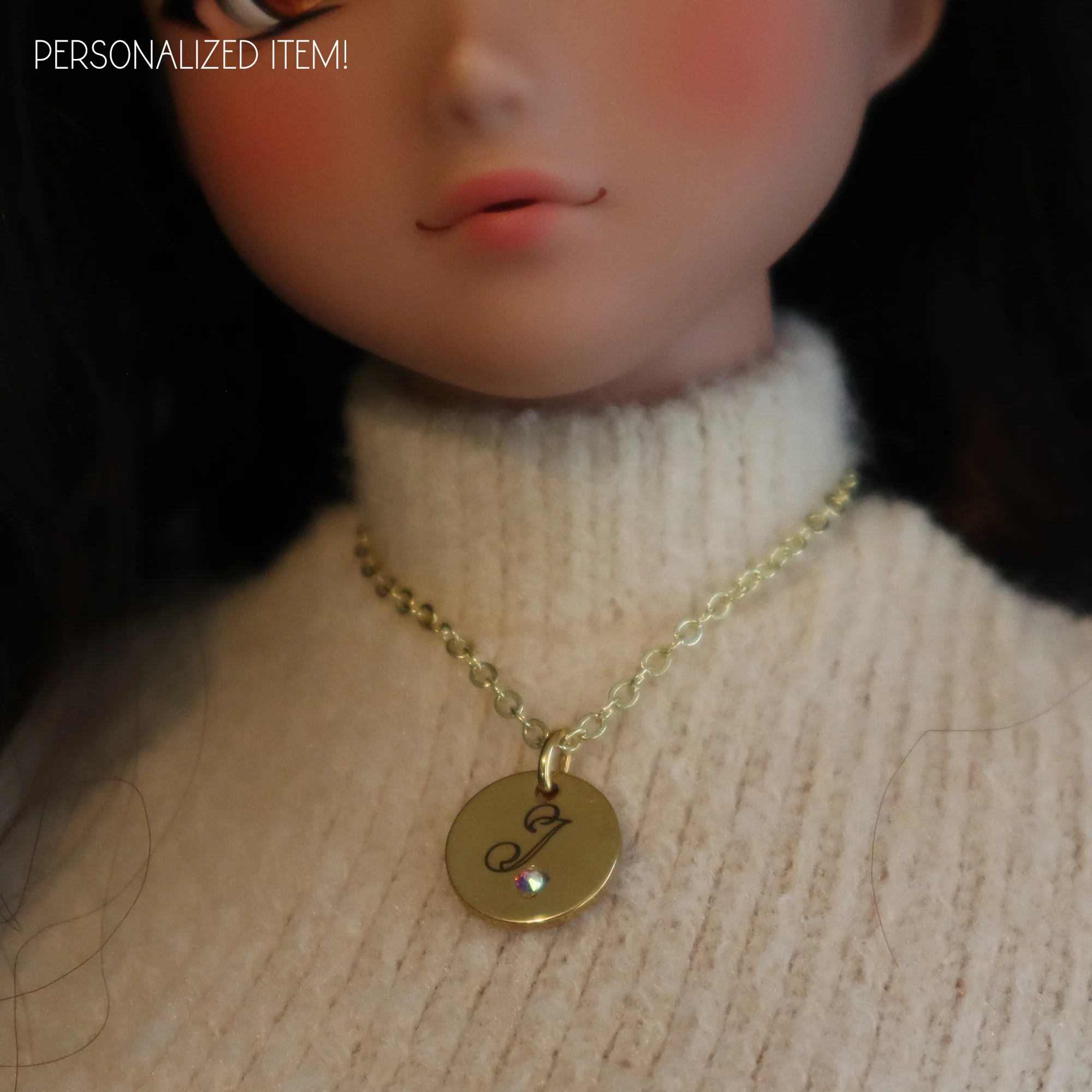 Large Monogram Charm Magnetic Clasp Necklace for BJDs - PERSONALIZED - Image 2