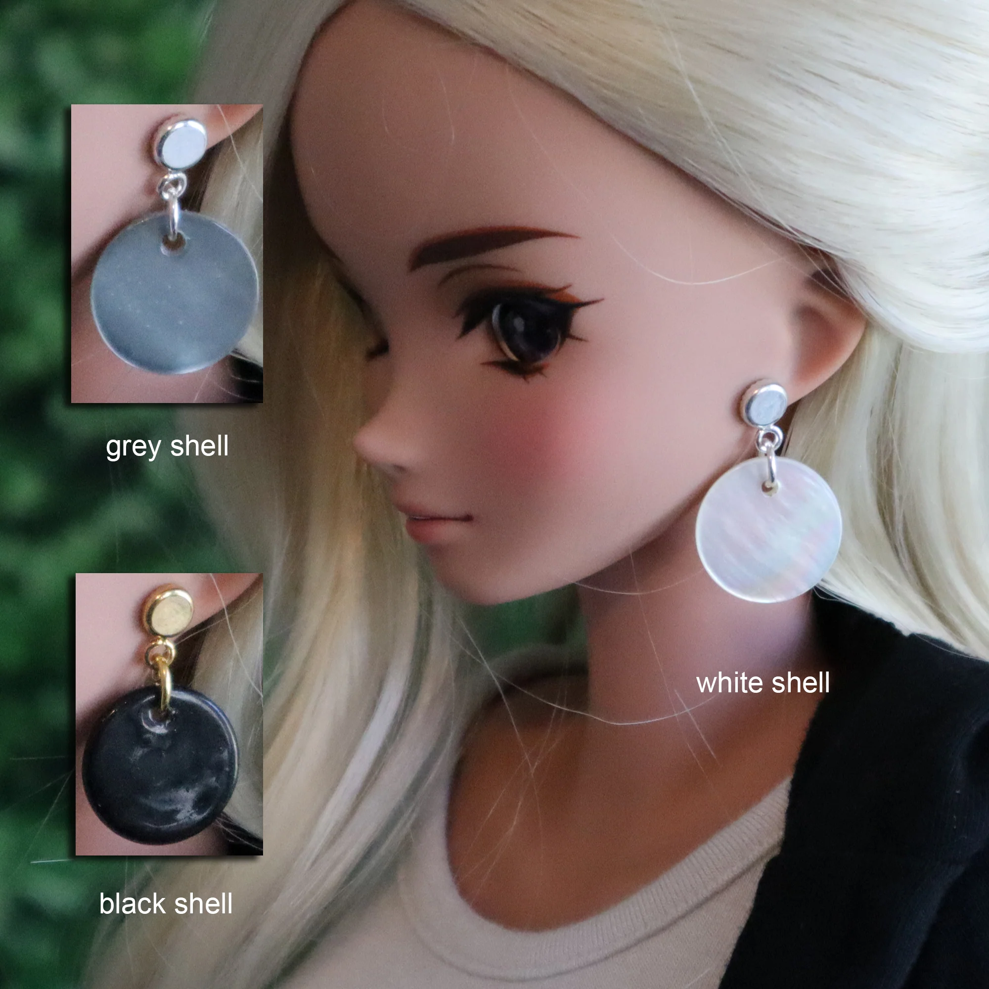 Mother of Pearl Shell Disc Drop No-Hole Earrings for Vinyl - 3 colors