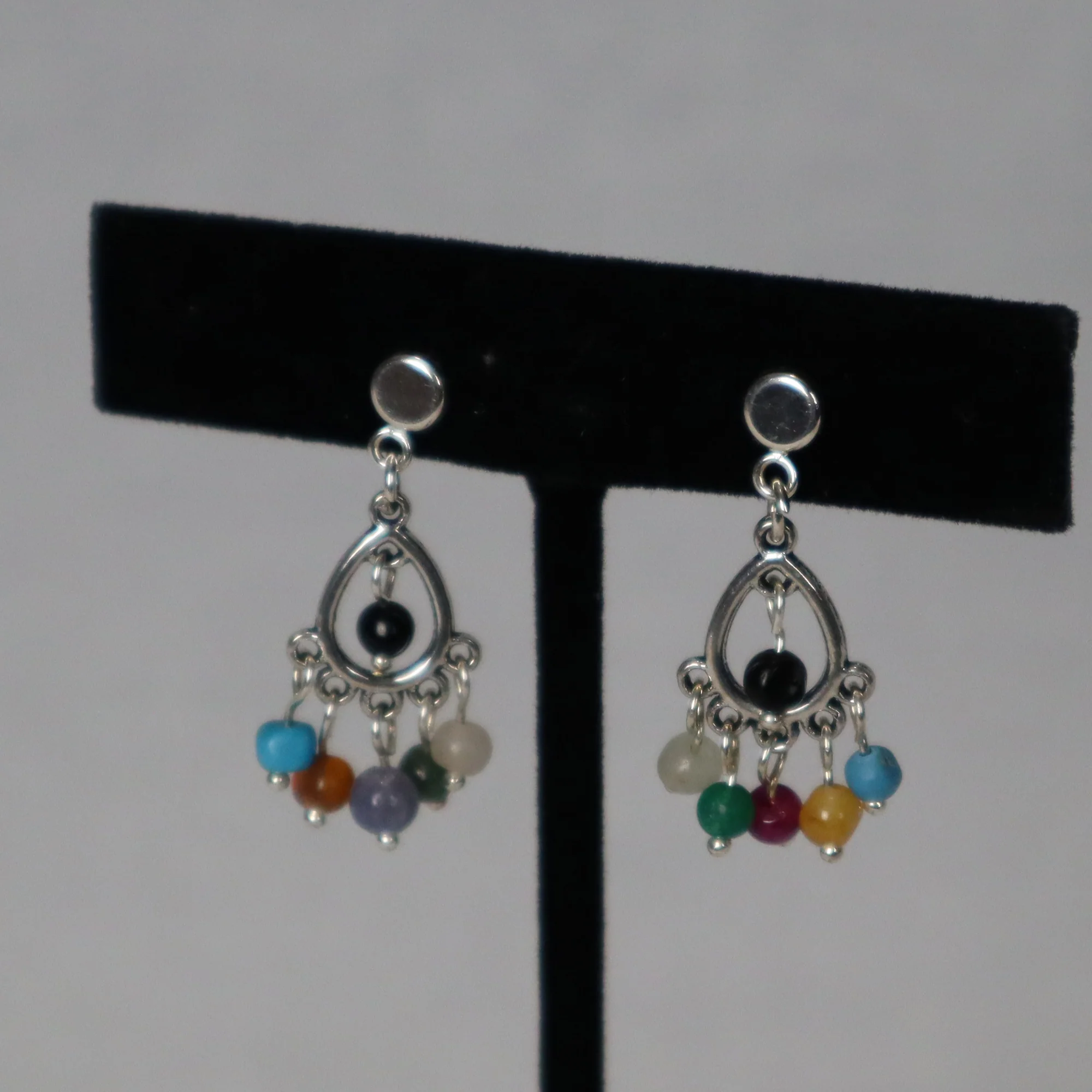 Multi Gemstone Raindrop No-Hole Earrings for BJD - Image 2