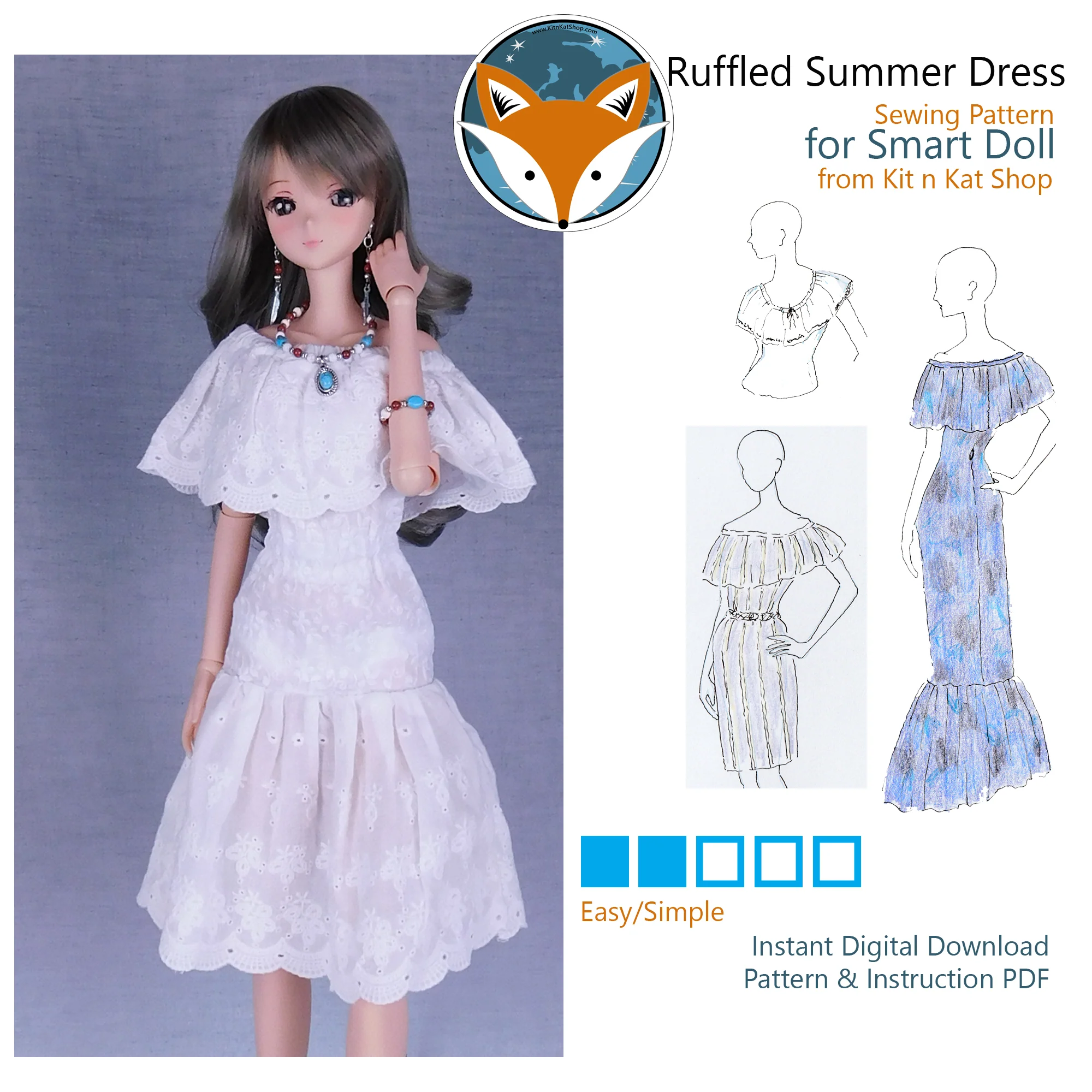 Ruffled Sundress for Smart Doll Classic - Digital Sewing Pattern