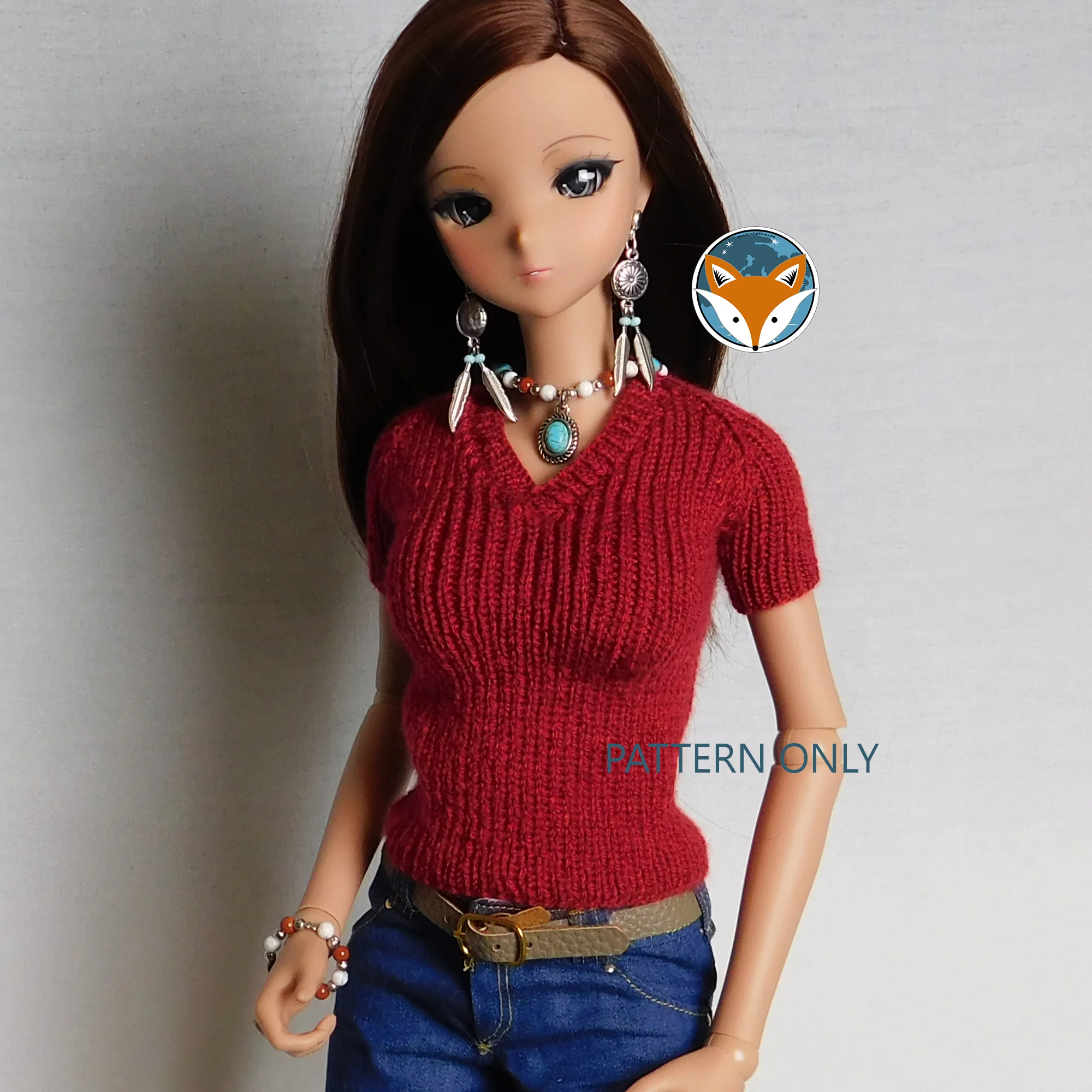 Ribbed V Neck Pullover for Smart Doll Classic - Digital Knitting Pattern - Image 2