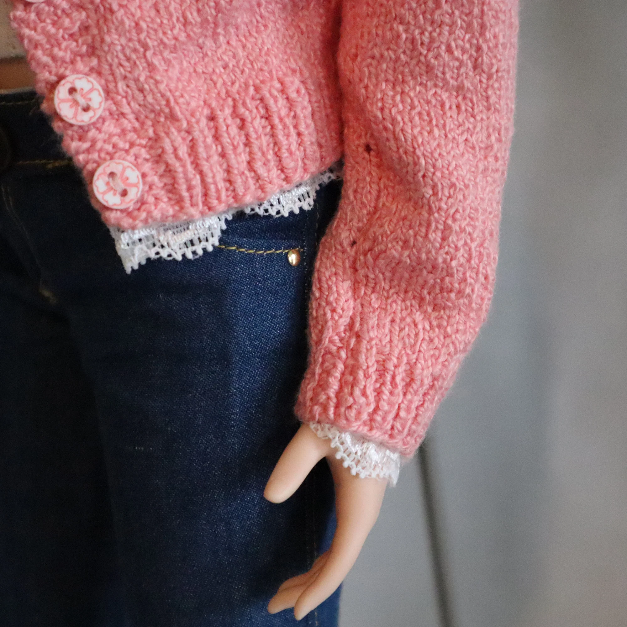 Sakura Button Front Cardigan - Fits Smartdoll Classic, Pear - Image 3